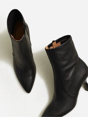 NWT Madewell Justine Black Leather Pointed Toe Ankle Boots size 6